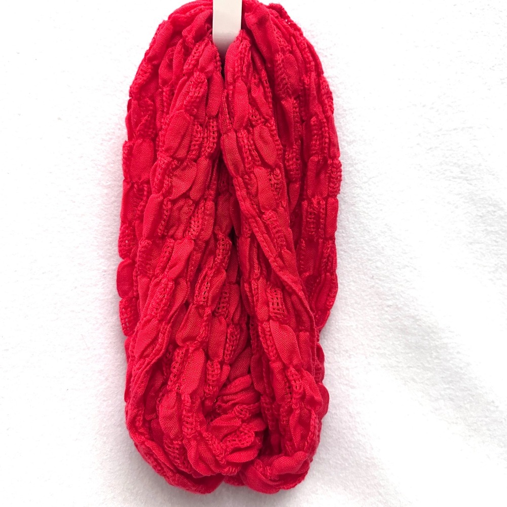 Rubbish Tomato Red Bubble Textured Infinity Scarf Knit Loop Scarf